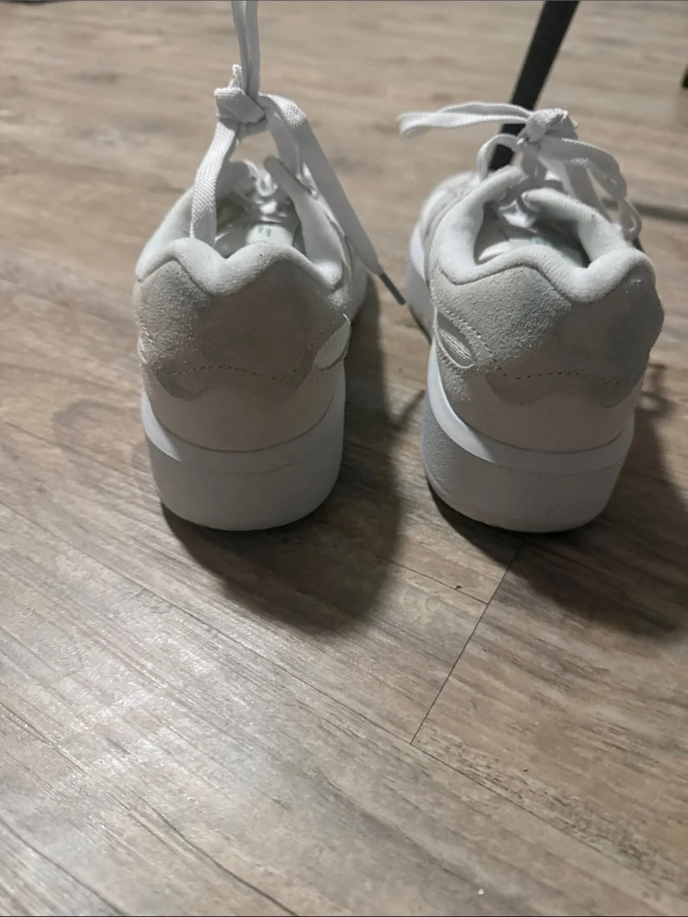 New Balance White Mesh & Suede Athletic Sneakers